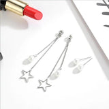 925 Silver Star Pearl Tassel Earrings for Women
