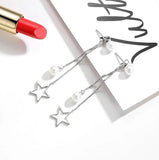 925 Silver Star Pearl Tassel Earrings for Women