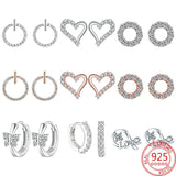 925 Sterling Silver Heart-shaped Zircon Earrings Jewelry Gift