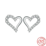 925 Sterling Silver Heart-shaped Zircon Earrings Jewelry Gift