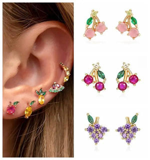 925 Sterling Silver Fruit Series Stud Earrings for Women