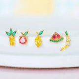 925 Sterling Silver Fruit Series Stud Earrings for Women