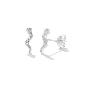 925 Silver Zircon Snake Stud Earrings Piercing Pendientes Jewelry