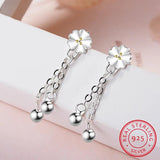 925 Silver Cherry Blossom Tassel Beads Earrings SE478