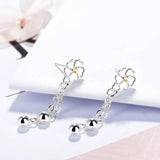 925 Silver Cherry Blossom Tassel Beads Earrings SE478