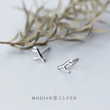 Minimalism Antlers Stud Earrings 925 Sterling Silver Jewelry