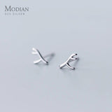 Minimalism Antlers Stud Earrings 925 Sterling Silver Jewelry