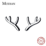 Minimalism Antlers Stud Earrings 925 Sterling Silver Jewelry