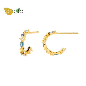 925 Silver C-Shaped Zircon Stud Earring For Women