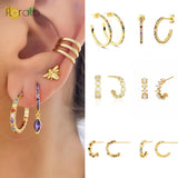 925 Silver C-Shaped Zircon Stud Earring For Women