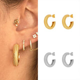 925 Silver C-Shaped Zircon Stud Earring For Women