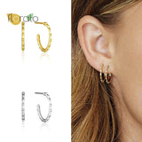 925 Silver C-Shaped Zircon Stud Earring For Women