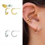 925 Silver C-Shaped Zircon Stud Earring For Women