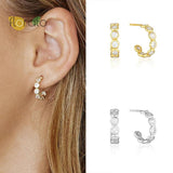 925 Silver C-Shaped Zircon Stud Earring For Women