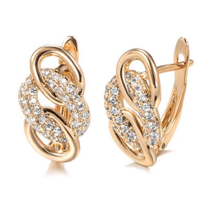 Rose Micro Inlay Zircon Heart & Arrow Drop Earrings