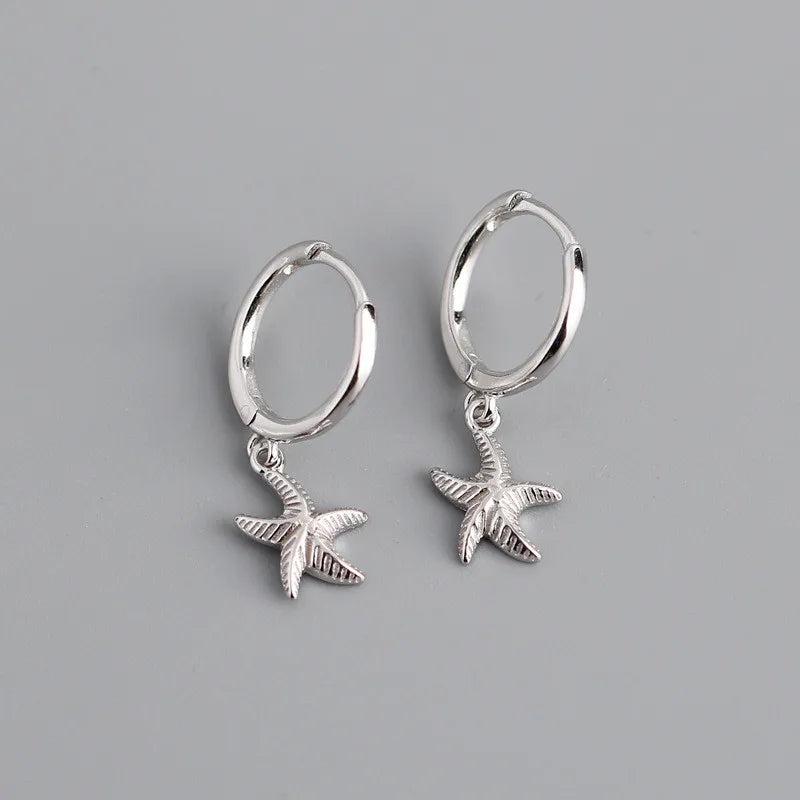 Starfish Beach Stud Earrings 925 Silver Boho Jewelry