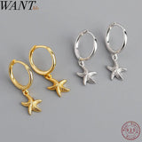 Starfish Beach Stud Earrings 925 Silver Boho Jewelry