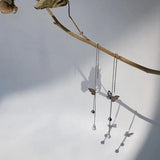 925 Silver Pearl Butterfly Tassel Earrings Ladies Long Style Jewelry