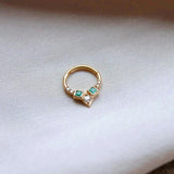 925 Silver Triangle Long Rivet Earrings Zircon Piercing Hoop 1PC