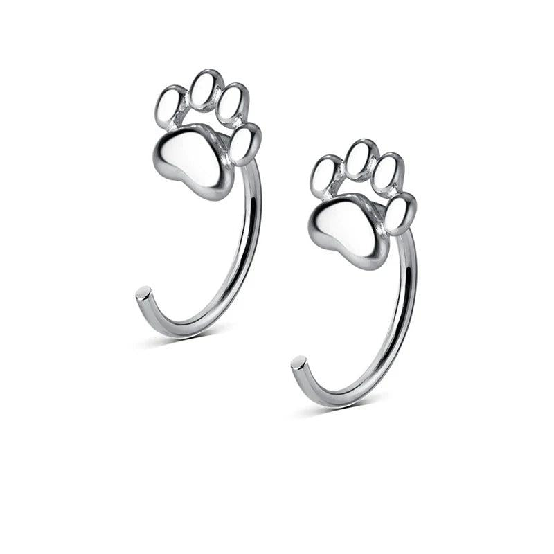 925 Sterling Silver Cat Paw Stud Earrings Geometric Accessories