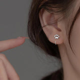 925 Sterling Silver Cat Paw Stud Earrings Geometric Accessories