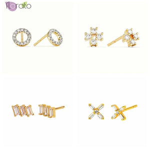 925 Silver Cross Zircon Stud Earrings Wedding Party Jewelry