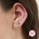 925 Silver Cross Zircon Stud Earrings Wedding Party Jewelry
