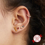 925 Silver Cross Zircon Stud Earrings Wedding Party Jewelry