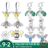 925 Silver Bee Earrings Pearl Jewelry For Women