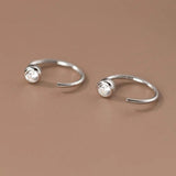 925 Silver Zircon Stud Earrings For Women Fine Jewelry