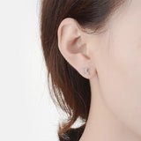 925 Silver Cross Stud Earrings Full Clear Zircon Jewelry Gift