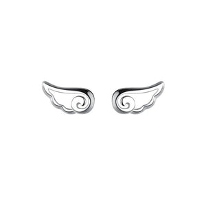 925 Sterling Silver Wing Stud Earrings Hiphop Fine Jewelry Accessory
