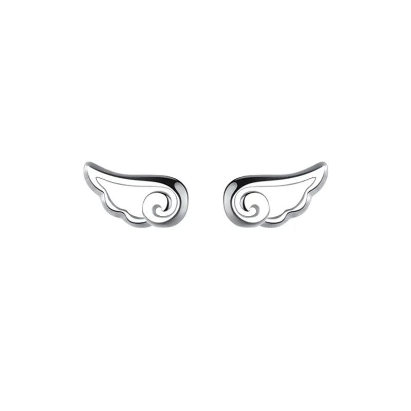 925 Sterling Silver Wing Stud Earrings Hiphop Fine Jewelry Accessory