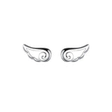 925 Sterling Silver Wing Stud Earrings Hiphop Fine Jewelry Accessory