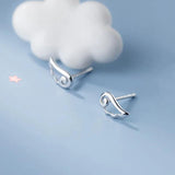 925 Sterling Silver Wing Stud Earrings Hiphop Fine Jewelry Accessory