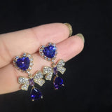 Zircon Heart Earrings Bow Drop Female Party Jewelry