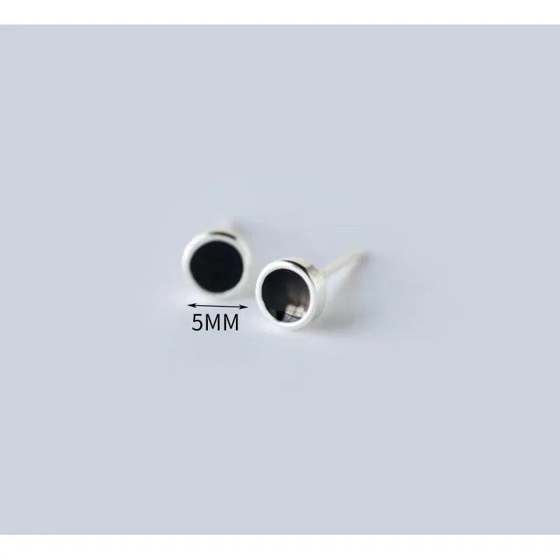 925 Silver Geometric Enamel Stud Earrings for Women