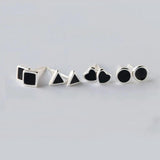 925 Silver Geometric Enamel Stud Earrings for Women