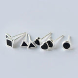 925 Silver Geometric Enamel Stud Earrings for Women