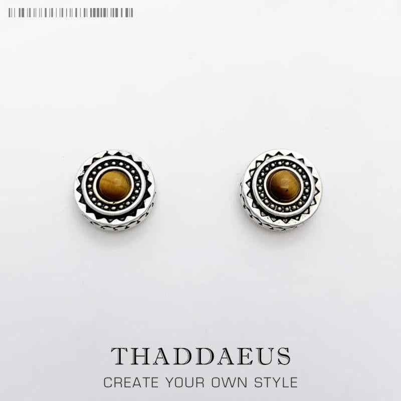 Tiger's Eye Sun Stud Earring, Europe Style Ethnic Jewelry For Women Men
