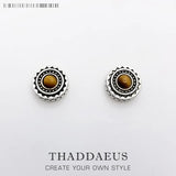 Tiger's Eye Sun Stud Earring, Europe Style Ethnic Jewelry For Women Men