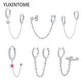 Crystal Chain Tassel Dangle Earrings 925 Silver Needle