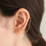 Crystal Chain Tassel Dangle Earrings 925 Silver Needle