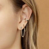 Crystal Chain Tassel Dangle Earrings 925 Silver Needle