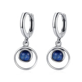 Natural Kyanite Silver Hoop Earrings Double Circle Moonstone Jewelry