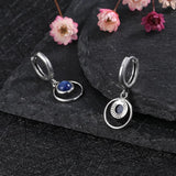 Natural Kyanite Silver Hoop Earrings Double Circle Moonstone Jewelry
