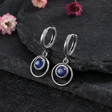 Natural Kyanite Silver Hoop Earrings Double Circle Moonstone Jewelry