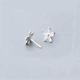 Metal Flower Stud Earrings 925 Sterling Silver Artsy Jewelry