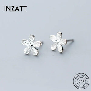 Metal Flower Stud Earrings 925 Sterling Silver Artsy Jewelry