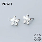 Metal Flower Stud Earrings 925 Sterling Silver Artsy Jewelry